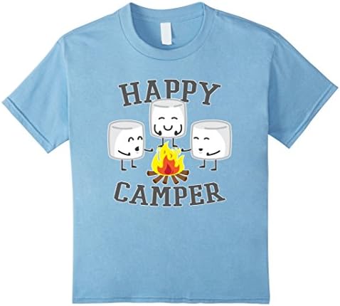 Kids Marshmallows Happy Camper Funny T-shirt 6 Baby Blue