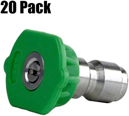 20 Pack of Erie Tools 4.5 Stainless Steel Orifice 25 Degree 1/4" Quick Connect 4,000 PSI High Pressure Washer Spray Nozzle Tips