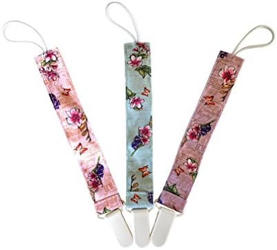 BabyBabyStore Best Baby Pacifiers Clips for Toddlers - Flowers and Butterflies