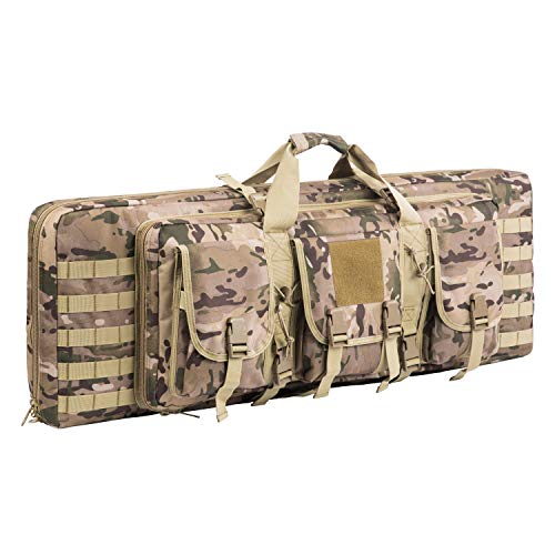 AK47/AR16 Tactical Rifle Case Double Carbine Bag Outdoor Molle Deluxe Double Rifle Gun Bag Padded Long Gun Case & Rifle Storage Backpack(2 Sizes and 6 Colors to chooese from) (Multicam, 38inch)