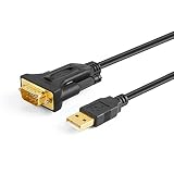 CableCreation 6 Feet USB to RS232 DB9 Serial Adapter Cable (FTDI Chip) for Cashier Register, Modem, Scanner,Industriual Machinery, CNC etc, 1.8M / Black