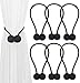 Topspeeder 6 Pack Magnetic Curtain Tiebacks,The Most Convenient Woven Texture Drape Tie Backs,Decorative Weave Rope Holdback Holder for Window Sheer Blackout Drapries Office, 16 Inch(Black)