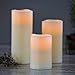 3 Large Melted Edge Flameless Candles, Smooth Ivory Wax, Variety Set, Batteries & Remote Included