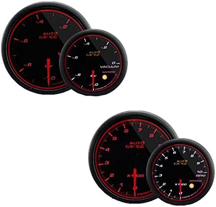 Amazon オートゲージ Autogauge タコメーター バキューム計 2点セットd 2連メーター 458シリーズ 60mm 60f スモークレンズ タコメーター 車 バイク