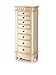 Nathan Direct Muscat 8 Drawer Jewelry Armoire with 2 Side Compartments and a Lift-Top Compartment with Mirror and Ring Holders, Antique Beige