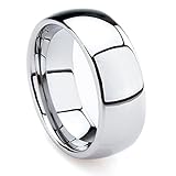 Tungsten Metal 8 mm (5/16 in) High Polished Comfort Fit Domed Wedding Band Ring