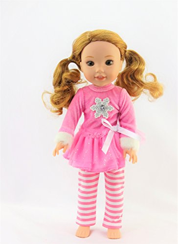 14.5 INCH DOLL: Pink Snowflake Pant Set for 14-inch Dolls - Fits 14 inch Dolls such as the Wellie Wishers