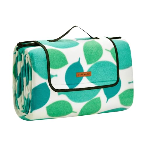 SONGMICS GCM78Y - XXL Fleece Picnic Blanket, 200 x 200 cm XXL, Insulated, Waterproof, with Carrying Handle