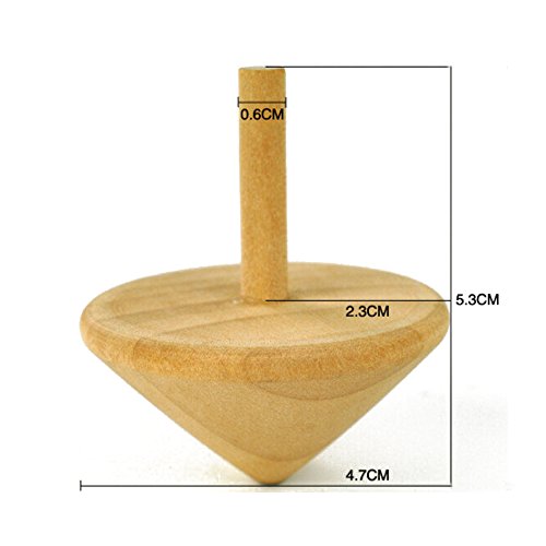 SUPOW 11 Pieces Wooden Spinning Top Gyro, Heart Shaped Wooden Spinning Top Gyro Educational Toy For Kid Children - Thumbnail 2
