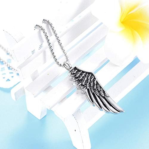 Gadekon Pendant Urn Key Ring Keychain Urn Single Wing Of Angel Cremation Jewelry Necklace Urn Memorial Ashes Holder Keepsake Pendant Stainless Steel Cremation Jewellery@Silver_Tone