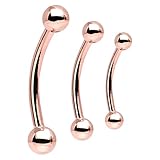 Fifth Cue 14G Rose Gold IP Over 316L Surgical Steel Curved Eyebrow Barbell Ring