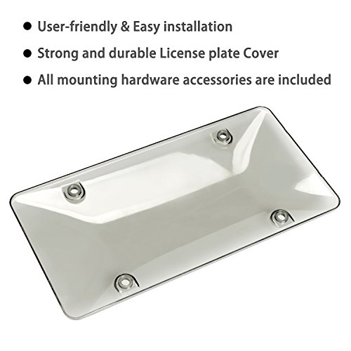 License Plate Cover, Airkoul 2 Pcs Tinted Smoke Unbreakable License Plate Frame With Screw Tinted Plate Shields - Thumbnail 4