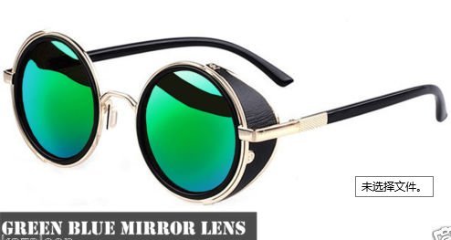 Mirror lens round glasses cyber goggles steampunk sungl…