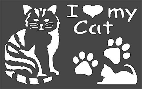Cat Prints Love Stencil Reusable Sturdy Flexible Clear Plastic 1-5x8 in Arts and Crafts Material Scrapbooking for Airbrush Painting Drawing