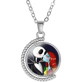 DEZHAN Halloween Christmas Horror Necklace, Metal Sticker Dog Pendant for Women and Men