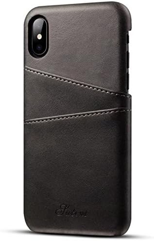 Apple iphone X Cell Phone Protective Case for Men and Women,Back Cover Cases with Credit Card Holder (Black)