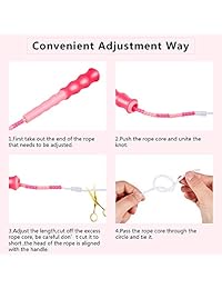 Zonon 3 Piezas Ajustable Cuerda de salto de cuentas suave segmento saltar cuerda de salto sin enredos con agarre antideslizante para deportes al aire libre e interior, rosa, verde, morado