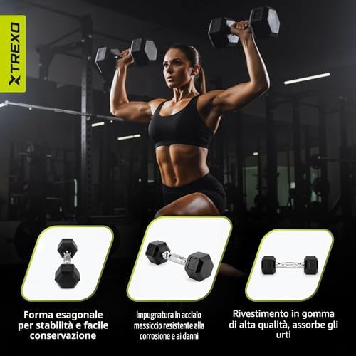 Manubri Palestra Esagonale da 2,5 kg in Ghisa Gommata Resistente Manubrio Palestra per l'Allenamento di Palestra in Casa con Impugnatura Ergonomica Manubri Stabili e Versatili Hex HXD25