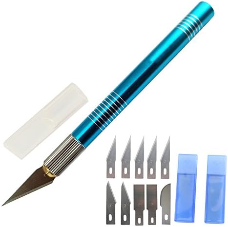 Aluminum Alloy Handle Multi Purpose Scrapbooking Knife Set,Hobby Art Work Carving Tool Cutting Knife with 10-Pieces Extra Blades