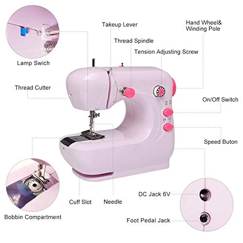 Portable Electric Sewing Machine with Foot Pedal and Double Thread