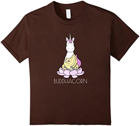 Kids Buddhacorn Meditating Unicorn Monk in Lotus Yoga T-Shirt 4 Brown