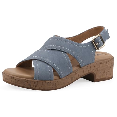 Cliffs by White Mountain Women's Cushioned Finnlee Heeled Sandal, Periwinkle Nu…