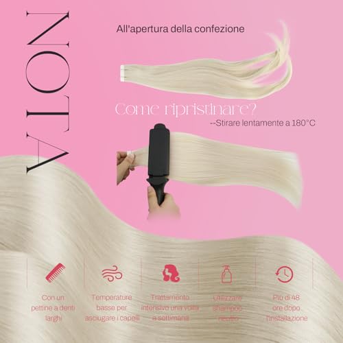 Moresoo Real Hair Extensions Double-Sided Adhesive Platinum Blonde Remy Invisible Tape Extensions Human Hair 20 Pieces 50 g #60 55 cm