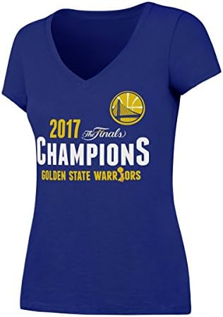 NBA Golden State Warriors Women's 2017 Champions Women's Ots Rival V-Neck Tee, Medium, Royal/Straight