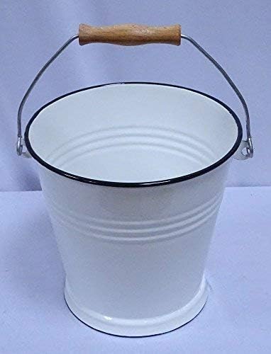 Nostalgia Bucket, Enamel Bucket, Kücheneimer, White, Black Edge, 6 Litre
