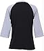 DUTUT Joyful Merry And Blessed Christmas T Shirt Women 3/4 Splicing Sleeve O-Neck Tee Top Blouse size XL (Black)