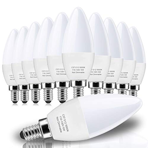 12Pack E12 LED Ceiling Fan Light Bulbs 60W Equivalent, Unilamp 550