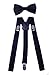WDSKY Men's Bow Tie and Suspenders Set for Wedding Party Adjustable Black