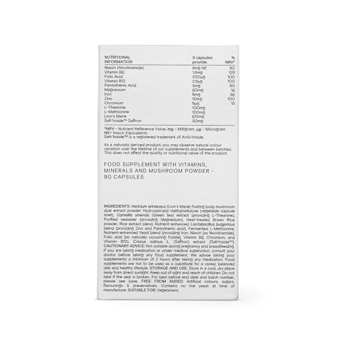 WILD NUTRITION Lion's Mane Plus with Safr’Inside Saffron | Food-Grown Ingredients | Focus and Mental Performance, Cognitive Function, Emotional Wellbeing and Inner Balance