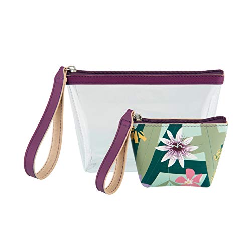 Derrière la Porte Set of 2 Duo Pencil Case with Exotic Flowers Design