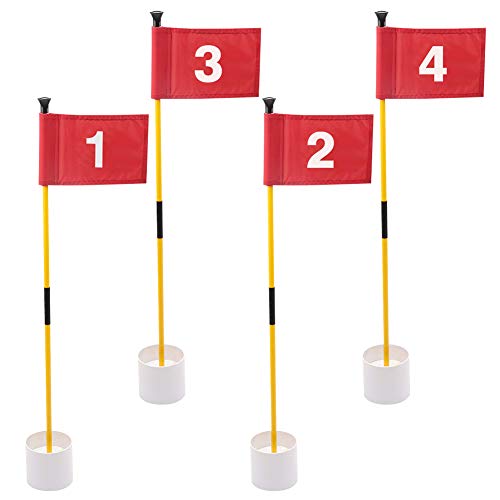Barbella 4 Packs Golf Flagsticks-34 Inch Golf Pin Flags for Driving Range Backyard Practice Hole Cup with Flag, Portable 2-Section Design Golf Practice Putting Green - Thumbnail 6