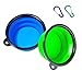 Collapsible Dog Bowl, 2 Pack Small Portable Dog Travel Bowl for Hiking Camping, Foldable Expandable Cup Dish Set for Pet Cat Service Dogs, Dog Water Bowl 2 Clips (Blue+Green)