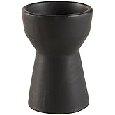 47th & Main Modern Candleholder Ceramic Pedestal Candle Holder, 3.5" Tall, Matte Black