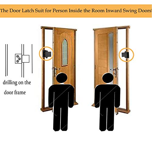 Home Security Door Lock,Child Proof Door Reinforcement Lock with 3''Screws for Inward Swinging Door, Privacy Door Lock Deadbolt Defend Home and Hotels - Thumbnail 2