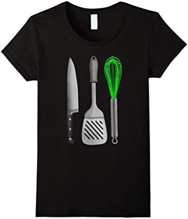 Women's Kitchen Cook Chef Utensils Foodie T-shirt Medium Black
