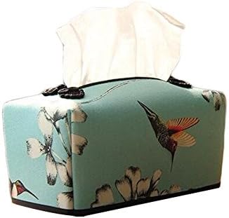 Colias Wing Creative Flowers&Bird Pattern Stylish Design Rectangular Cloth Facial Tissue Box Cover Napkin Holder-Green