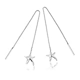 Liuanan™ 925 Sterling Silver Starfish Ear Hook Threader Dangle Earrings