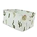 Homiak Canvas Fabric Foldable Organizer Storage Basket with Handle, Collapsible and Convenient for Nursery and Babies Room (Green Cactus)