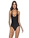 Daly Kate Women One Piece Swimsuit V Neck Bathing Suits Monokini Swimwear for Women-Black