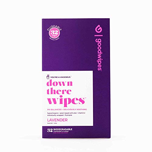 Goodwipes Flushable Down There Feminine Hygiene Wipes, Lavender Scent, Individually Wrapped, Perfect for Travel…