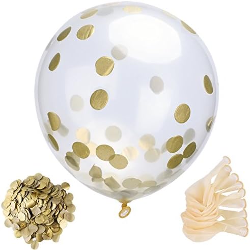 12" Gold Confetti Balloons (10 Pack) Perfect for Graduations, Communions, Bridal, Baby Showers, and Holidays