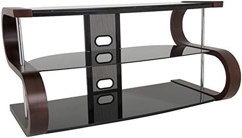 King Walnut and Glass Curved Wood TV Stand for TVs up to 55" by TV Furniture Direct