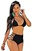 Sherry007 Women's Sexy High Waisted Cut Out Bikini Halter Strappy Swimsuit Swimwear (US 8, Black)