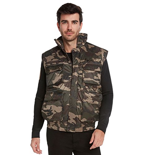 9 Crowns Men's Fishing Hunting Tactical Vest Essentials-Camo Brown-2XL