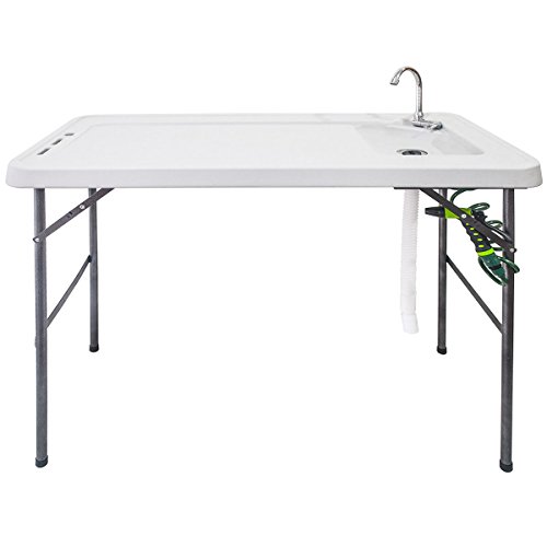 Goplus Folding Fish Table Fillet Hunting Cleaning Cutting Camping Sink Table Faucet with Sprayer and Drain Hose