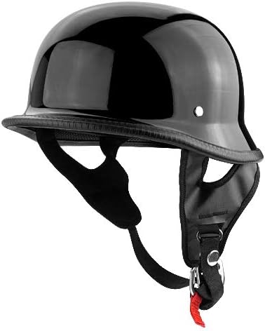Half Head Motorcycle Helmet German Style Gloss Black DOT Approved Adult L